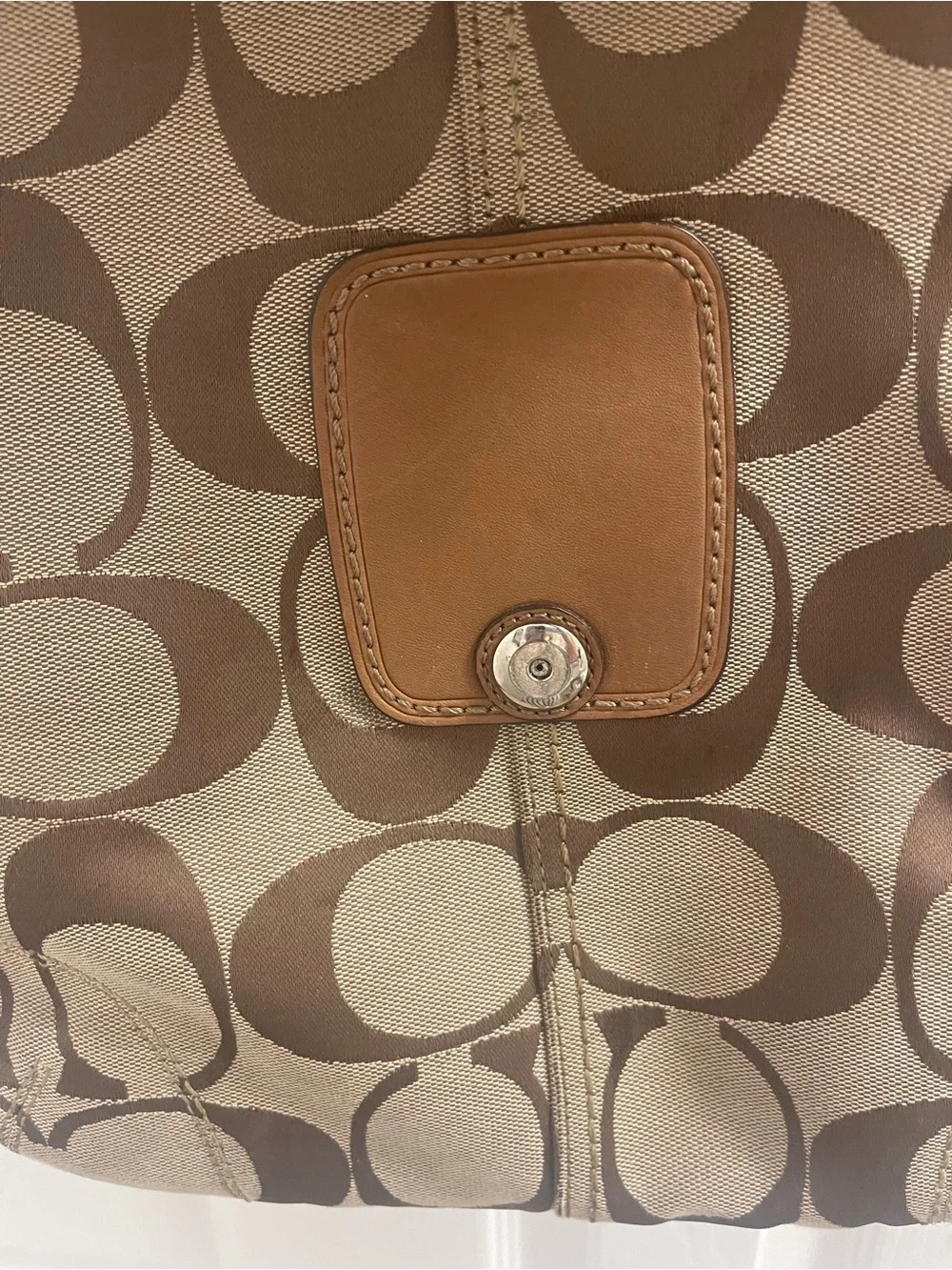 Coach Brown Signature Canvas and Leather Shoulder Bag F13360